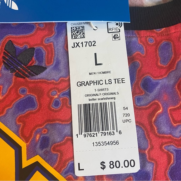 Adidas AdiTuff Shirt Men L LOOSE Embroidered Logo Tiger Crew Neck Long Sleeve - Picture 2 of 14